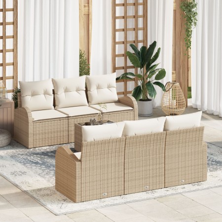 Juego de sofá de jardín de 7 piezas con cojines beige de ratán von , Outdoor-Sofas - Ref: Foro24-3345931, Preis: 495,17 €, Ra...