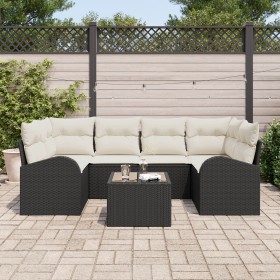Sofá de Jardín de 7 Piezas con Cojines de Poliratán Negro by , Outdoor sofas - Ref: Foro24-3345937, Price: 443,21 €, Discount: %