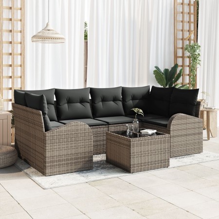 Juego de Sofá de Jardín de 7 Piezas con Cojines Gris Polirratán by , Outdoor sofas - Ref: Foro24-3345939, Price: 440,50 €, Di...