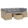 Conjunto de Sofá de Jardín de 7 Piezas con Cojines Beige de Ratán de Poliéster von , Outdoor-Sofas - Ref: Foro24-3345940, Pre...