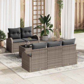 Conjunto de sofá de jardín 6 pcs Gris 55 x 55 x 37 cm Poliratán