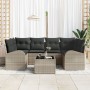 Conjunto de Sofás de Jardín de 7 Piezas con Cojines Gris Claro de Ratán von , Outdoor-Sofas - Ref: Foro24-3345942, Preis: 486...