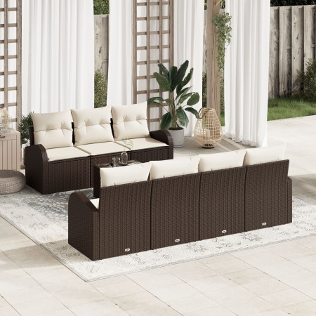 Conjunto de Sofás de Jardín de 8 Piezas con Cojines Marrón Ratán Poliéster by , Outdoor sofas - Ref: Foro24-3345948, Price: 5...