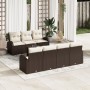 Conjunto de Sofás de Jardín de 8 Piezas con Cojines Marrón Ratán Poliéster by , Outdoor sofas - Ref: Foro24-3345948, Price: 5...
