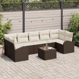 Juego de Sofá de Jardín de 8 Piezas con Cojines Marrón Poliratán de , Sofás de exterior - Ref: Foro24-3345958, Precio: 561,20...
