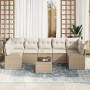 Conjunto de Sofá de Jardín de 8 Piezas con Cojines Beige de Poliratán by , Outdoor sofas - Ref: Foro24-3345961, Price: 545,95...