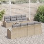 Set de sofá de jardín de 9 piezas con cojines beige ratán poliéster by , Outdoor sofas - Ref: Foro24-3345970, Price: 589,27 €...