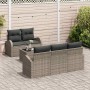 Conjunto de sofá de jardín 6 pcs Gris 55 x 55 x 37 cm Poliratán