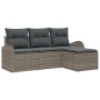 Conjunto de Sofá de Jardín de 4 Piezas con Cojines Gris Ratán Poliéster de , Sofás de exterior - Ref: Foro24-3345989, Precio:...