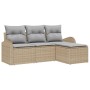 Juego de Sofá de Jardín de 4 Piezas con Cojines Beige de Ratán by , Outdoor sofas - Ref: Foro24-3345990, Price: 261,61 €, Dis...