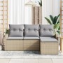Juego de Sofá de Jardín de 4 Piezas con Cojines Beige de Ratán by , Outdoor sofas - Ref: Foro24-3345990, Price: 261,61 €, Dis...