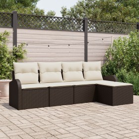 Juego de Sofá de Jardín de 5 Piezas con Cojines Marrón Poliratán von , Outdoor-Sofas - Ref: Foro24-3345998, Preis: 306,66 €, ...