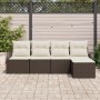 Juego de Sofá de Jardín de 5 Piezas con Cojines Marrón Poliratán by , Outdoor sofas - Ref: Foro24-3345998, Price: 306,66 €, D...