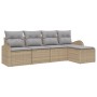 Conjunto de Sofá de Jardín de 5 Piezas con Cojines Beige de Poliratán by , Outdoor sofas - Ref: Foro24-3346000, Price: 312,59...