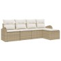 Juego de Sofá de Jardín de 5 Piezas con Cojines Beige Ratán Sintético by , Outdoor sofas - Ref: Foro24-3346001, Price: 322,99...