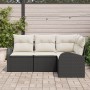 Conjunto de sofá de 4 piezas con cojines de ratán poliéster negro de , Sofás de exterior - Ref: Foro24-3346017, Precio: 287,5...