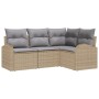 Juego de Sofá de Jardín de 4 Piezas con Cojines Beige Poliratán by , Outdoor sofas - Ref: Foro24-3346020, Price: 302,17 €, Di...