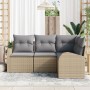 Juego de Sofá de Jardín de 4 Piezas con Cojines Beige Poliratán by , Outdoor sofas - Ref: Foro24-3346020, Price: 302,17 €, Di...