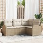 Juego de Sofá de Jardín de 4 Piezas con Cojines Beige Ratán Poliéster von , Outdoor-Sofas - Ref: Foro24-3346021, Preis: 310,6...