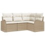 Juego de Sofá de Jardín de 4 Piezas con Cojines Beige Ratán Poliéster von , Outdoor-Sofas - Ref: Foro24-3346021, Preis: 310,6...