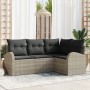 Juego de Sofás de Jardín de 4 Piezas con Cojines Gris Claro Ratán Poliéster von , Outdoor-Sofas - Ref: Foro24-3346022, Preis:...