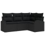 Set de Sofá de Jardín de 4 Piezas con Cojines Negros de Ratán Poliéster by , Outdoor sofas - Ref: Foro24-3346023, Price: 300,...