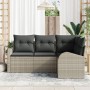 Juego de Sofás de Jardín de 4 Piezas con Cojines Gris Claro Ratán Poliéster von , Outdoor-Sofas - Ref: Foro24-3346022, Preis:...