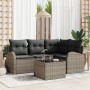 Conjunto de Sofá de Jardín de 4 Piezas con Cojines Negros de Polirratán von , Outdoor-Sofas - Ref: Foro24-3346029, Preis: 337...