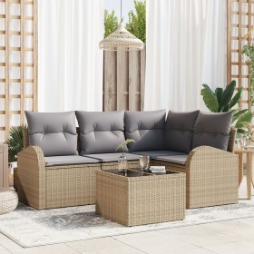 Juego de Sofá de Jardín de 5 Piezas con Cojines Ratán Poliéster Negro von , Outdoor-Sofas - Ref: Foro24-3346030, Preis: 352,9...