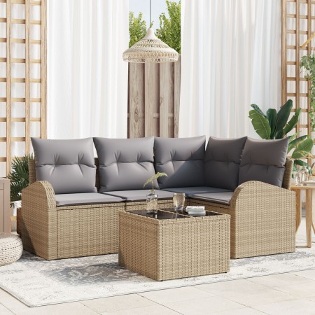 Juego de Sofá de Jardín de 5 Piezas con Cojines Ratán Poliéster Negro by , Outdoor sofas - Ref: Foro24-3346030, Price: 352,99...