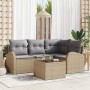Juego de Sofá de Jardín de 5 Piezas con Cojines Ratán Poliéster Negro by , Outdoor sofas - Ref: Foro24-3346030, Price: 352,99...