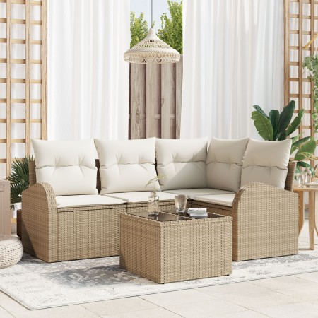Set de Sofá de 5 Piezas con Cojines Marrón Poliratán von , Outdoor-Sofas - Ref: Foro24-3346031, Preis: 362,48 €, Rabatt: %