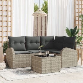 Juego de sofá de 5 piezas con cojines gris de poliratán by , Outdoor sofas - Ref: Foro24-3346032, Price: 362,06 €, Discount: %