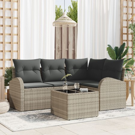 Juego de sofá de 5 piezas con cojines gris de poliratán von , Outdoor-Sofas - Ref: Foro24-3346032, Preis: 362,06 €, Rabatt: %