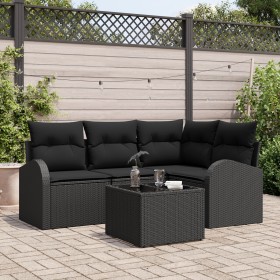 Juego de Sofá de Jardín de 5 Piezas con Cojines Beige Ratán Poliéster von , Outdoor-Sofas - Ref: Foro24-3346033, Preis: 343,7...