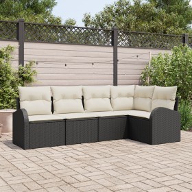 Conjunto de sofá de 5 piezas con cojines Ratán poliespuma negro by , Outdoor sofas - Ref: Foro24-3346037, Price: 335,91 €, Di...