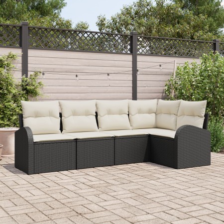 Conjunto de sofá de 5 piezas con cojines Ratán poliespuma negro von , Outdoor-Sofas - Ref: Foro24-3346037, Preis: 335,91 €, R...