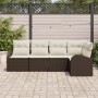 Juego de Sofá de Jardín de 5 Piezas con Cojines Marrón Ratán Poliester by , Outdoor sofas - Ref: Foro24-3346038, Price: 351,3...