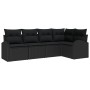 Set de Sofá de Jardín de 5 Piezas con Cojines Negro Poliratán by , Outdoor sofas - Ref: Foro24-3346043, Price: 351,25 €, Disc...