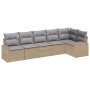 Conjunto de Sofá de Jardín de 6 Piezas con Cojines Beige de Poliratán by , Outdoor sofas - Ref: Foro24-3346060, Price: 410,70...
