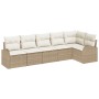 Conjunto de Sofá de Jardín de 6 Piezas con Cojines Beige Ratán Poliéster de , Sofás de exterior - Ref: Foro24-3346061, Precio...