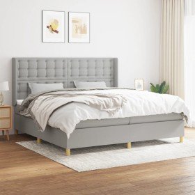 Cama box spring con colchón tela gris claro 200x200 cm Cama box spring con colchón tela gris claro 200x200 cm