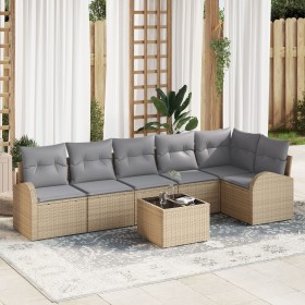 Conjunto de Sofá de Jardín de 7 Piezas con Cojines Negros de Ratán Poliester von , Outdoor-Sofas - Ref: Foro24-3346070, Preis...