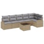 Conjunto de Sofá de Jardín de 7 Piezas con Cojines Negros de Ratán Poliester by , Outdoor sofas - Ref: Foro24-3346070, Price:...