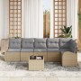 Conjunto de Sofá de Jardín de 7 Piezas con Cojines Negros de Ratán Poliester by , Outdoor sofas - Ref: Foro24-3346070, Price:...