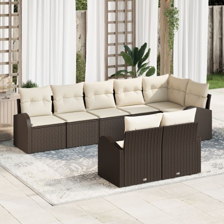 Conjunto de Sofá de Jardín de 8 Piezas con Cojines de Poliratán Marrón by , Outdoor sofas - Ref: Foro24-3346088, Price: 606,8...