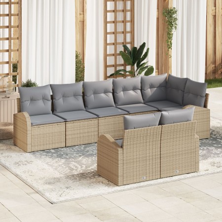 Conjunto de sofá de jardín de 8 piezas con cojines de ratán sintético beige by , Outdoor sofas - Ref: Foro24-3346090, Price: ...