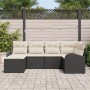 Set de Sofá de Jardín de 6 Piezas con Cojines Negro Poliratán by , Outdoor sofas - Ref: Foro24-3346107, Price: 372,21 €, Disc...