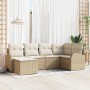 Conjunto de Sofá de Jardín de 6 Piezas con Cojines Beige Ratán Poliéster by , Outdoor sofas - Ref: Foro24-3346111, Price: 407...