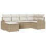Conjunto de Sofá de Jardín de 6 Piezas con Cojines Beige Ratán Poliéster by , Outdoor sofas - Ref: Foro24-3346111, Price: 407...
